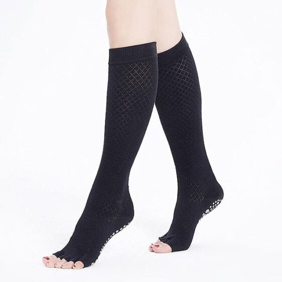 1 Pair Breathable Open Five Toe High Knee Long Stockings Yoga Socks - Yoga Socks - Chakra Galaxy