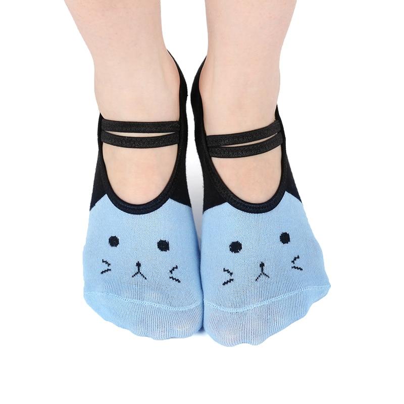 1 Pair Cat Design Print Breathable Non-Slip Backless Silicone Yoga