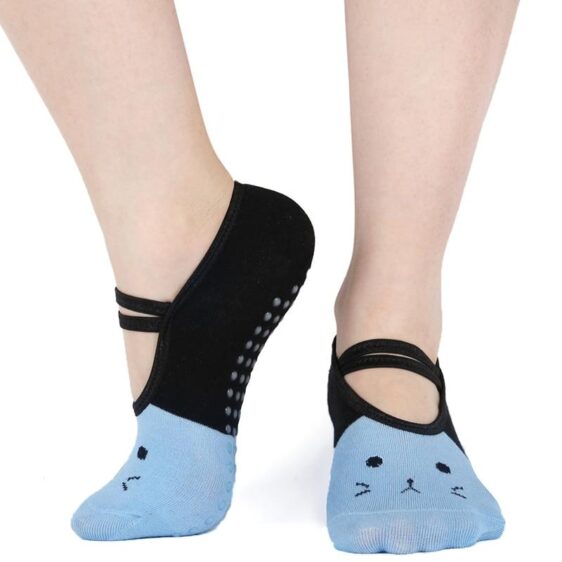 1 Pair Cat Design Print Breathable Non-Slip Backless Silicone Yoga Pilates Socks - Yoga Socks - Chakra Galaxy