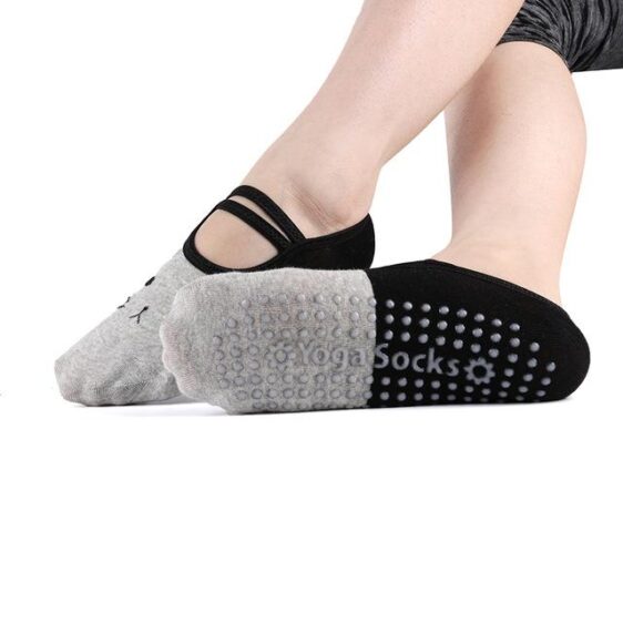 1 Pair Cat Design Print Breathable Non-Slip Backless Silicone Yoga Pilates Socks - Yoga Socks - Chakra Galaxy