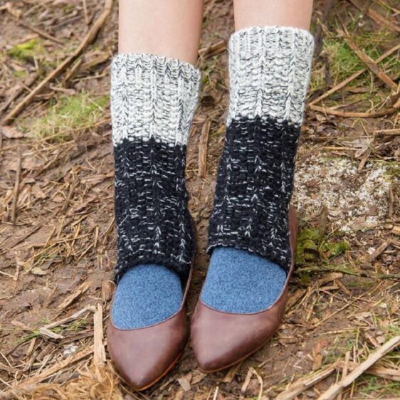 1 Pair Two-Toned Ladies Knitted Calf Leg Warmer Indoor Pilates Yoga Socks - Yoga Socks - Chakra Galaxy