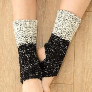 1 Pair Two-Toned Ladies Knitted Calf Leg Warmer Indoor Pilates Yoga Socks - Yoga Socks - Chakra Galaxy