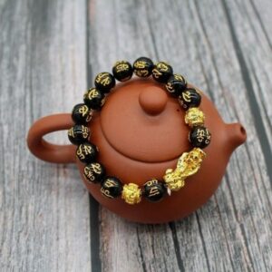 10mm Black Obsidian Beads Pixiu Feng Shui Chinese Fortune Bracelet - Charm Bracelets - Chakra Galaxy