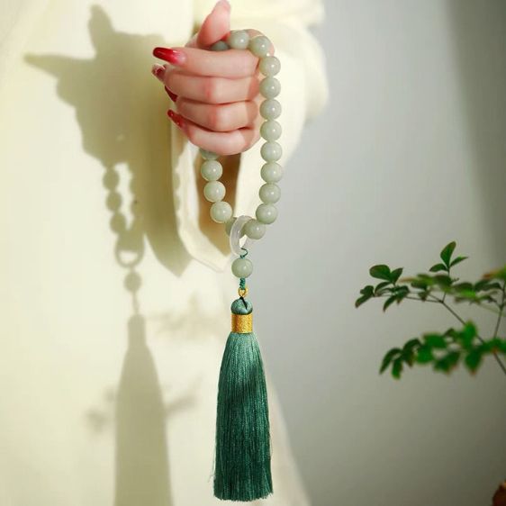 Jade Bahai prayer beads bracelet w bahai ringstone symbol Joyous  9  Star Jewelry