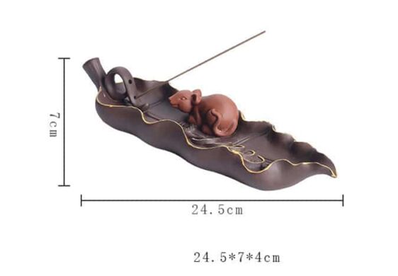 Brown Ceramic Rat Lying Incense Holder Burner