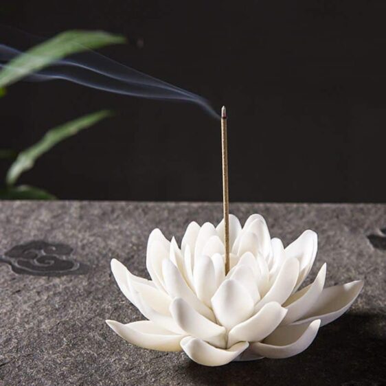 Porcelain White Lotus Incense Burner Holder