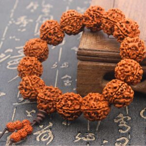 18mm Mukhi Rudraksha Bodhi Beads Hinduism Mala Bracelet - Charm Bracelets - Chakra Galaxy