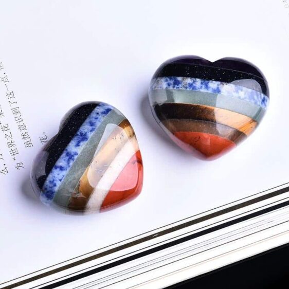 1PC Natural Crystal Colorful Heart Shaped Guardian Gem Chakra Ornament - Chakra Stones - Chakra Galaxy