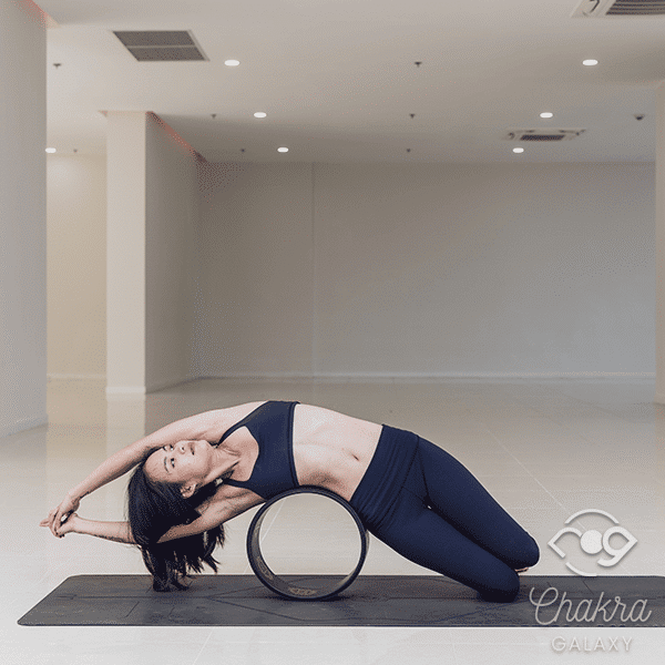 Yoga Wheel Assisted Side Bend Pose (Urdhva Hastasana)