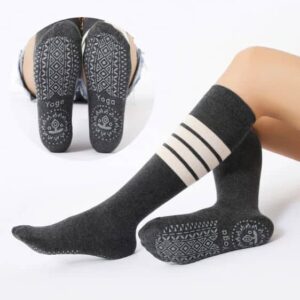 3 Pairs Stripe Design Breathable Closed High Knee Long Stockings Yoga Socks