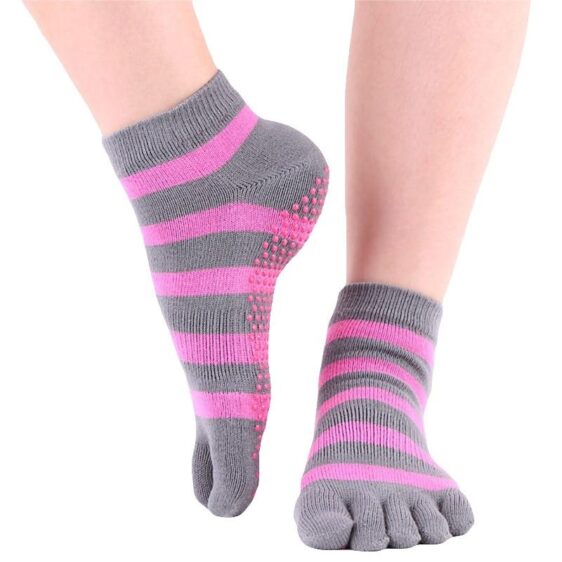 3 Pairs Anti-Skid Silicone Grip Breathable Stripe Design Yoga Socks - Yoga Socks - Chakra Galaxy