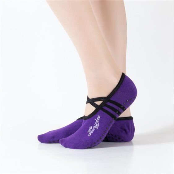 3 Pairs Cotton Anti-Slip Anti-Skid Silicone Crisscross Pilates Yoga Socks - Yoga Socks - Chakra Galaxy