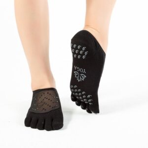 3 Pairs Elegant Mesh Diamond Anti-Skid Open Five Toe Combed Cotton Yoga Socks - Yoga Socks - Chakra Galaxy
