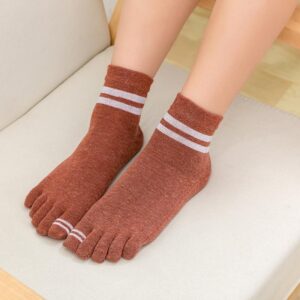 3 Pairs Fashion Stripe Design Mid Cut Five Finger Closed-Toe Yoga Socks - Yoga Socks - Chakra Galaxy