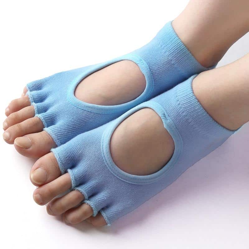 3 Pairs Open Five Toe Anti-Slip Silicone Ankle Grip Yoga Socks