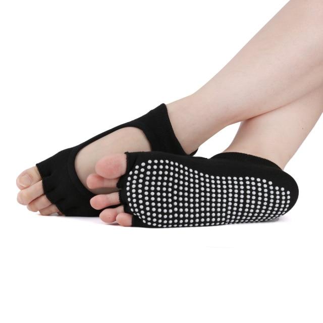 Women Invisible Non-slip Toe Socks Five Finger Socks(Black Open Toe),  snatcher