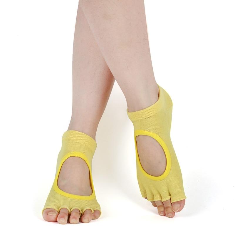 Five Toed Yoga Socks Women Dot Silicone Non Slip Patchwork Low-Ankle  Toeless Open Toe Pilates Socks - AliExpress