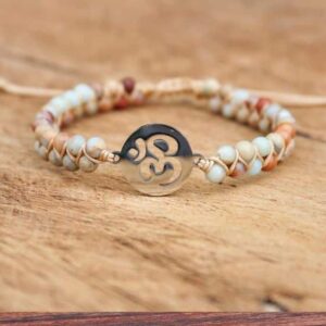 4mm Shoushan Stone Beads OM Symbol Charm Braided Bracelet - Charm Bracelets - Chakra Galaxy