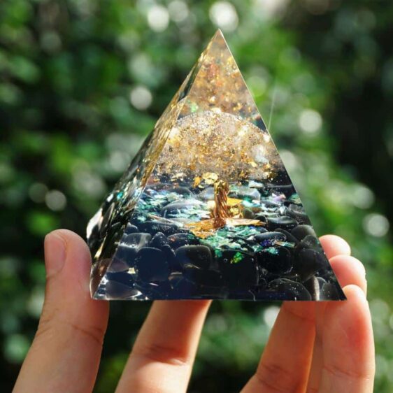 Obsidian Stone Tree Of Life Energy Chakra Pyramid