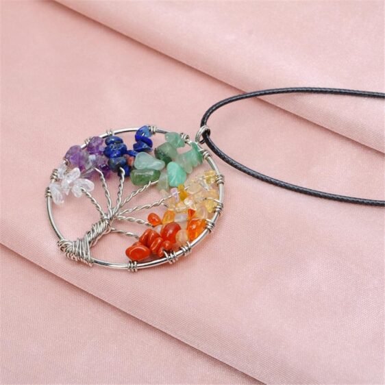 7 Chakra Healing Tree of Life Natural Crystal Necklace Pendant - Pendants - Chakra Galaxy