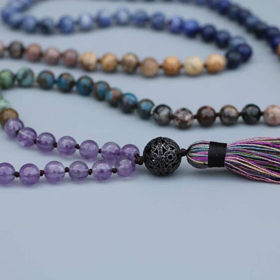 7 Chakra Japamala Beads Necklace Oriental Ball Pendant with Long Tassel - Chakra Necklace - Chakra Galaxy
