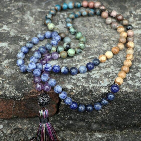 7 Chakra Japamala Beads Necklace Oriental Ball Pendant with Long Tassel - Chakra Necklace - Chakra Galaxy