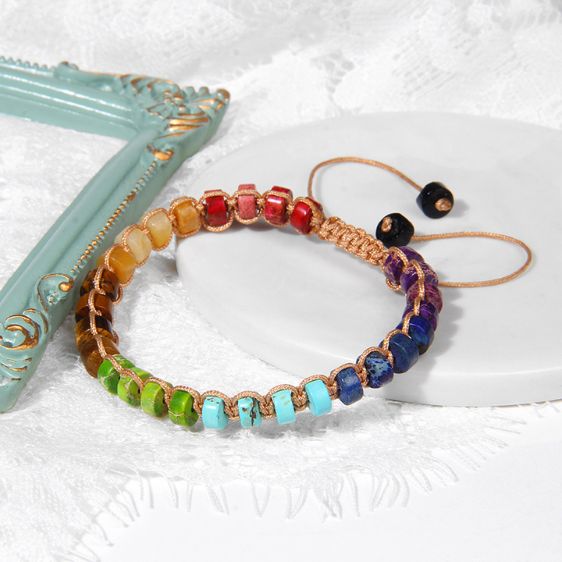 7 Chakra Stone Beads Boho Style Adjustable Braided Bracelet - Charm Bracelets - Chakra Galaxy