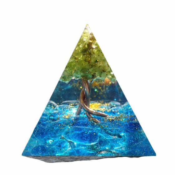 Blue Glass Green Tree Chakra Pyramid