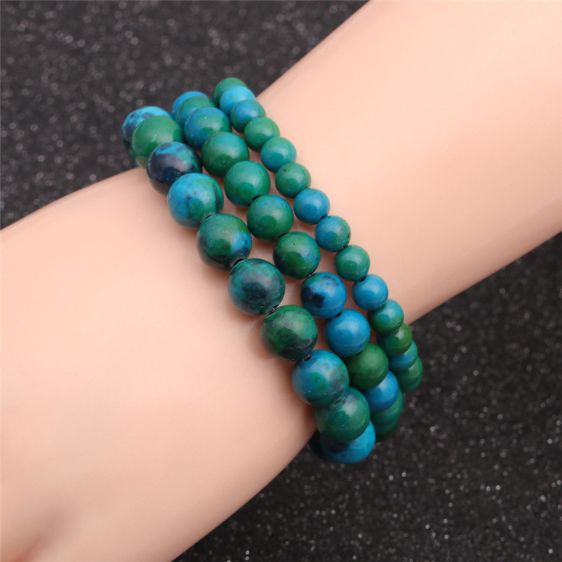 8mm Chrysocolla & Malachite Stone Beads Healing Bracelet - Charm Bracelets - Chakra Galaxy