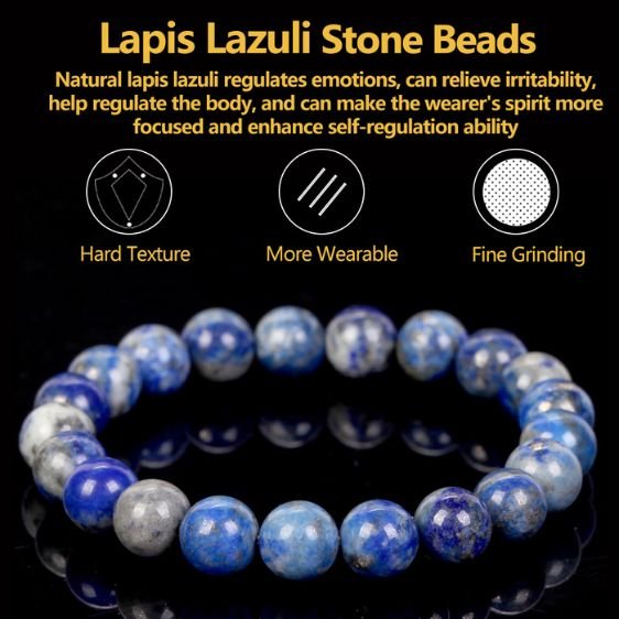 8mm Lapiz Lazuli Stone Beads Natural Stone Healing Bracelet - Charm Bracelets - Chakra Galaxy