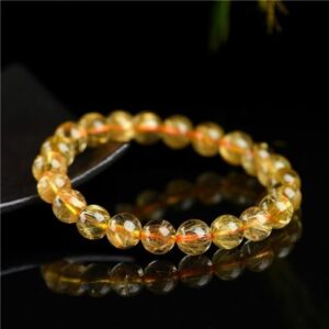 8mm Rutilated Quartz Crystal Healing Stone Beads Charm Bracelet - Charm Bracelets - Chakra Galaxy