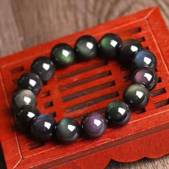 Natural Black Obsidian Stone 10mm Beads Chakra Bracelet