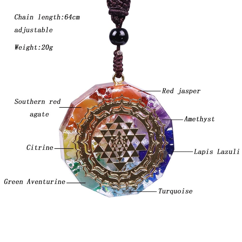 7 Chakra Stone Orgonite Healing Pendant Natural Gemstone Resin Charm  Necklace
