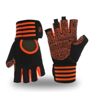 Short Strap Carrot Orange Yoga Workout Gloves for Wrist Support
