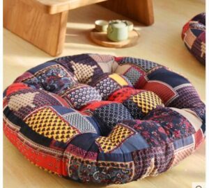 Abstract Design Thick Linen Cushions Japanese Style Meditation Zafu - Meditation Seats & Cushions - Chakra Galaxy