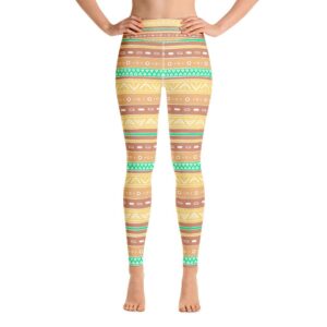 Astonishing Brown & Yellow High Waist Bohemian Pattern Yoga Leggings - Yoga Leggings - Chakra Galaxy