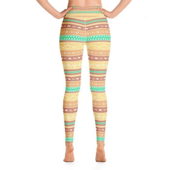 Astonishing Brown & Yellow High Waist Bohemian Pattern Yoga Leggings - Yoga Leggings - Chakra Galaxy