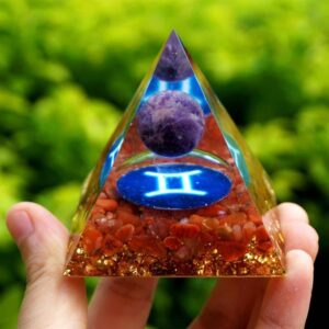 Gemini Zodiac Sign Healing Gravel Chakra Pyramid