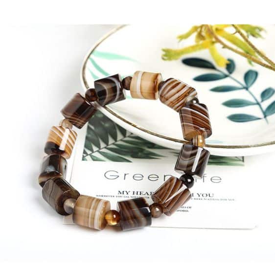 Barrel-Shaped 12mm Natural Brown Agate Beads Tibetan Bracelet - Charm Bracelets - Chakra Galaxy