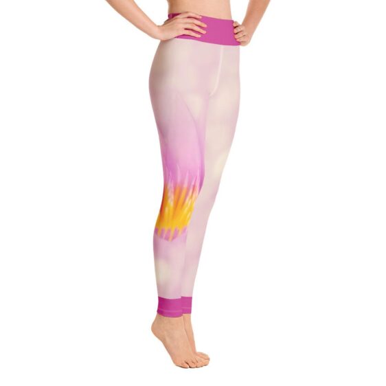 Beautiful Pink Lotus Flower Leggings High Waist Yoga Pants - Yoga Leggings - Chakra Galaxy