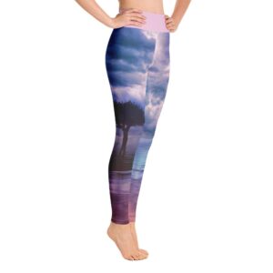 Beautiful Sunset By The Lake Purple High Waist Yoga Pants - Yoga Leggings - Chakra Galaxy