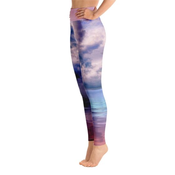 Beautiful Sunset By The Lake Purple High Waist Yoga Pants - Yoga Leggings - Chakra Galaxy