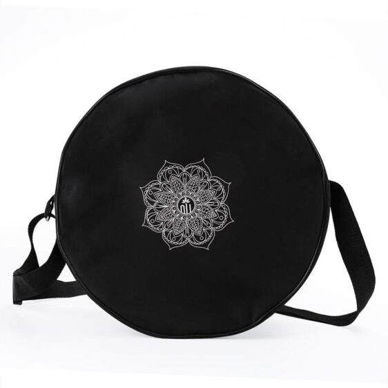 Black Mandala Flower Double Zipper Nylon Twill Yoga Wheel Bag - Yoga Wheels - Chakra Galaxy