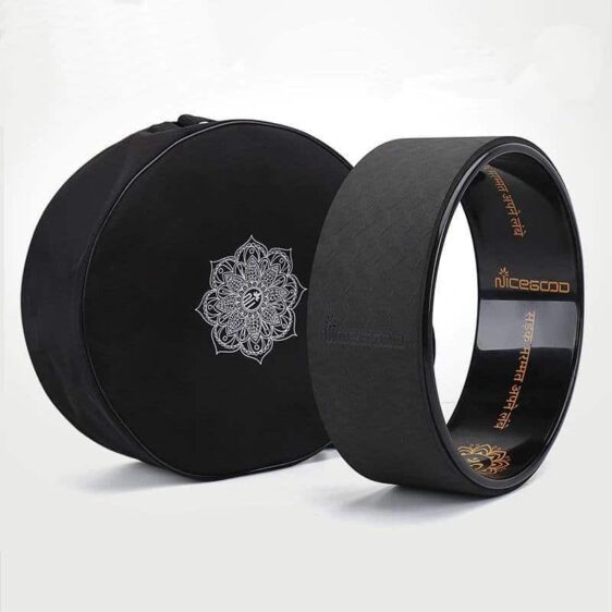 Black Mandala Flower Double Zipper Nylon Twill Yoga Wheel Bag - Yoga Wheels - Chakra Galaxy