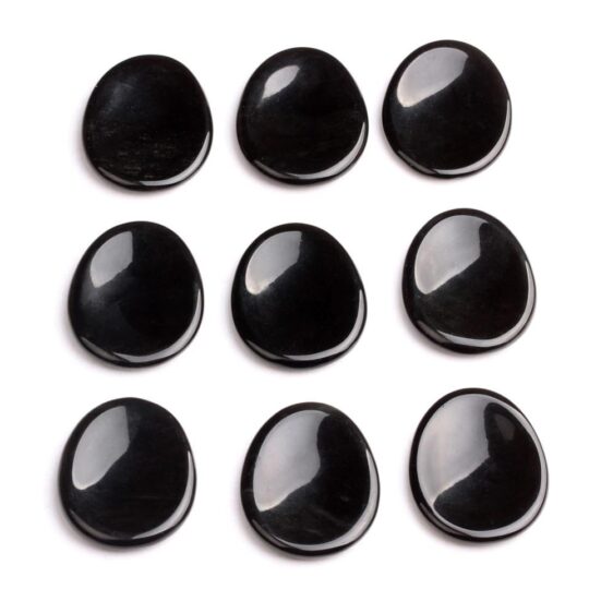 Black Obsidian Carved Chakra Worry Stone Palm Stone Healing Crystals - Chakra Stones - Chakra Galaxy