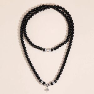 Black Onyx Stone Yoga Meditation 108 Mala Beaded Choker Necklace - Pendants - Chakra Galaxy