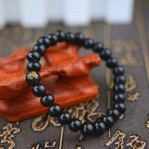 Black Sandalwood Beads With Chant Symbol Buddha Bracelet - Charm Bracelets - Chakra Galaxy