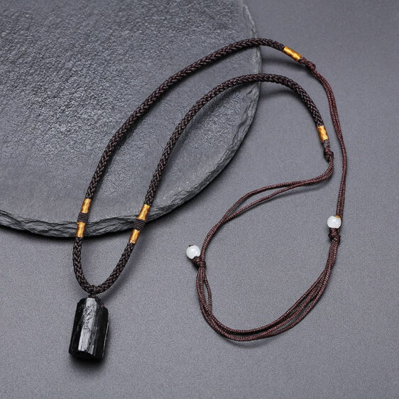 Black Tourmaline Crystal Stone Pendant Healing Necklace - Pendants - Chakra Galaxy