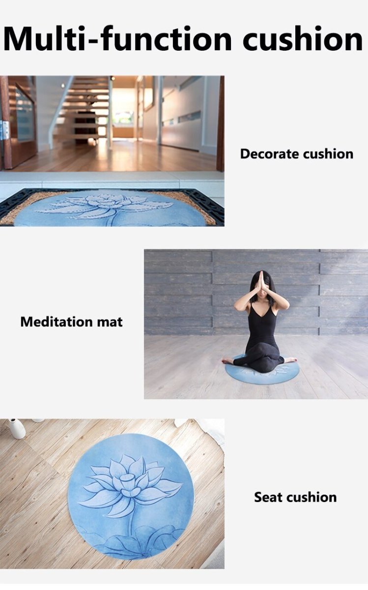 Blue Lotus Eco-Friendly Round Yoga Mat Suede Natural Rubber + Free Bag