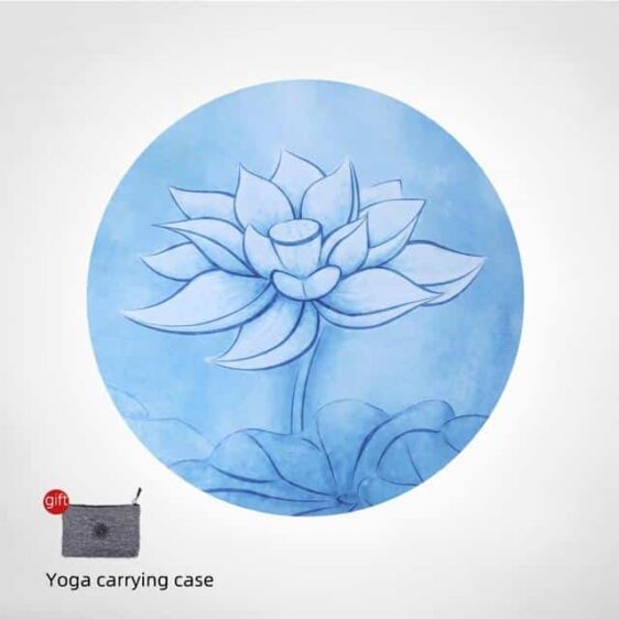 Blue Lotus Eco-Friendly Round Yoga Mat Suede Natural Rubber + Free Bag - Yoga Mats - Chakra Galaxy